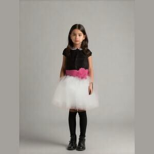 Jona Michelle Girls Dress Size 4T Black Pink Leopard Collar Sparkles Ruffles NEW